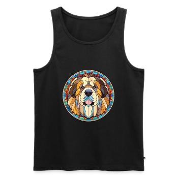 Caucasian Shepherd Dog Breed Colorful Watercolor - Men's Premium Organic Tank Top - black - Front - Michal (187cm)