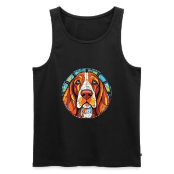 Bassett Hund Hunderasse Aquarell Illustration - Männer Premium Bio Tank Top - Schwarz - Vorne - Michal (187cm)