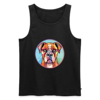 Boxer-Hundsrasse bunte Aquarell-Illustration - Männer Premium Bio Tank Top - Schwarz - Vorne - Michal (187cm)