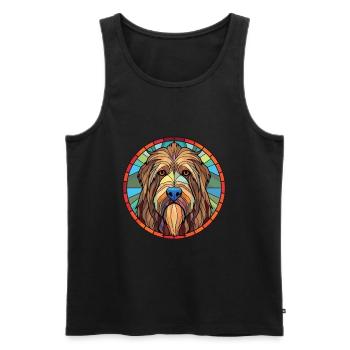 Briard Dog Breed Colorful Watercolor Illustration - Men's Premium Organic Tank Top - black - Front - Michal (187cm)