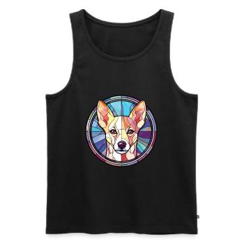 Canaan chien race coloré aquarelle Illustration - Débardeur bio Premium Homme - noir - Devant - Michal (187cm)