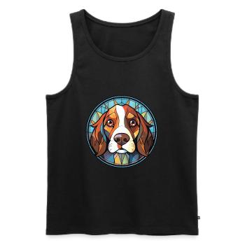 Ariegeois race chien aquarelle verre illustration - Débardeur bio Premium Homme - noir - Devant - Michal (187cm)