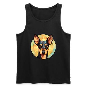 Anglais Toy Terrier Black Tan chien race aquarelle - Débardeur bio Premium Homme - noir - Devant - Michal (187cm)