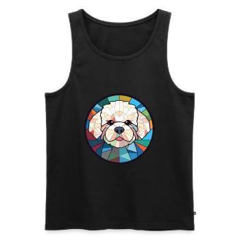 Bichon frisé chien race aquarelle Illustration - Débardeur bio Premium Homme - noir - Devant - Michal (187cm)