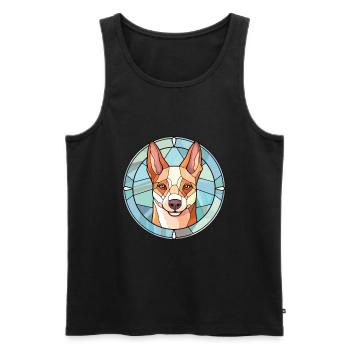 Carolina Dog Breed aquarelle Illustration sur verre - Débardeur bio Premium Homme - noir - Devant - Michal (187cm)
