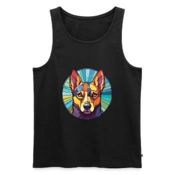 Australian Kelpie Dog Breed Colorful Watercolor - Men's Premium Organic Tank Top - black - Front - AI Model Male 178 light (178cm)