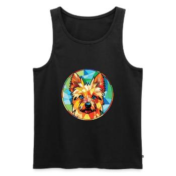 Australian Silky Terrier Dog Breed Watercolor - Men's Premium Organic Tank Top - black - Front - Michal (187cm)