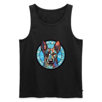 Dutch Shepherd Dog Breed Watercolor Illustration - Men's Premium Organic Tank Top - black - Front - AI Model Male 178 light (178cm)