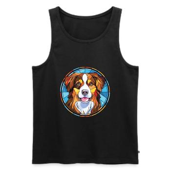 English Shepherd Dog Breed Watercolor Illustration - Men's Premium Organic Tank Top - black - Front - Michal (187cm)
