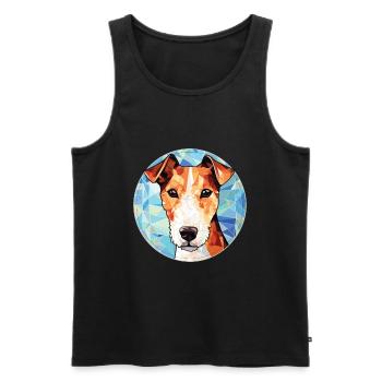 Foxterrier glatte Hunderasse buntes Aquarell - Männer Premium Bio Tank Top - Schwarz - Vorne - AI Model Male 178 light (178cm)