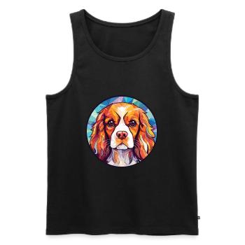 Cavalier King Charles Spaniel chien race aquarelle - Débardeur bio Premium Homme - noir - Devant - Michal (187cm)