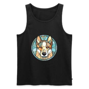 Sibérie orientale Laika chien race aquarelle colorée - Débardeur bio Premium Homme - noir - Devant - Michal (187cm)