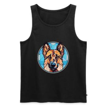 Berger d’Europe de l’Est race chien aquarelle verre - Débardeur bio Premium Homme - noir - Devant - Michal (187cm)