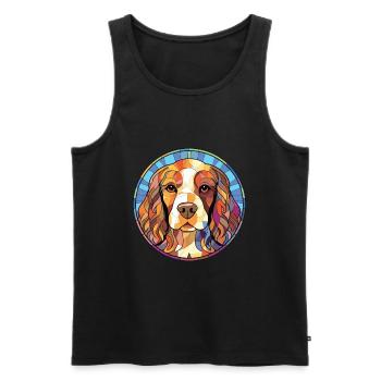 French Spaniel Dog Breed Watercolor Illustration - Men's Premium Organic Tank Top - black - Front - Michal (187cm)