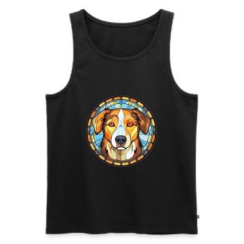 Georgischer Schäferhund Rasse buntes Aquarell - Männer Premium Bio Tank Top - Schwarz - Vorne - Michal (187cm)