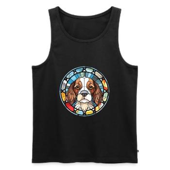 Grand Anglo Français Blanc Et Noir Chien Aquarelle - Débardeur bio Premium Homme - noir - Devant - Michal (187cm)