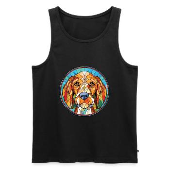 Griffon Nivernais race de chien aquarelle colorée - Débardeur bio Premium Homme - noir - Devant - Michal (187cm)