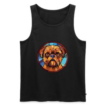 Griffon Bruxellois Dog Breed Colorful Watercolor - Men's Premium Organic Tank Top - black - Front - Michal (187cm)