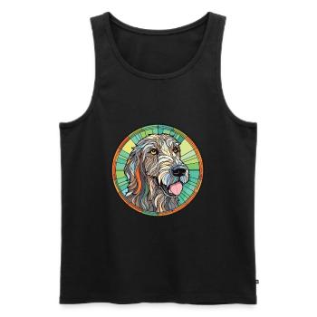 Irish Wolfhound chien race aquarelle Illustration - Débardeur bio Premium Homme - noir - Devant - Michal (187cm)