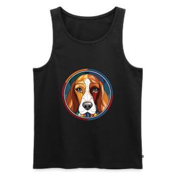 Grand Anglo Francais Tricolore Dog Watercolor - Men's Premium Organic Tank Top - black - Front - Michal (187cm)