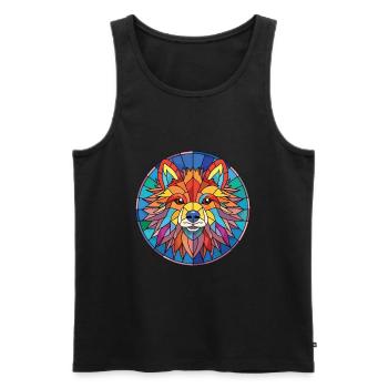 Indischer Spitz Hunderasse Aquarell Illustration - Männer Premium Bio Tank Top - Schwarz - Vorne - Michal (187cm)