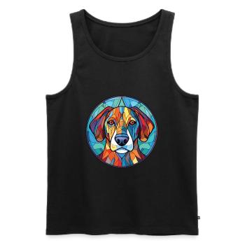 Kintamani chien race aquarelle verre Illustration - Débardeur bio Premium Homme - noir - Devant - Michal (187cm)