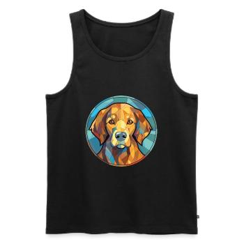 Hovawart chien race aquarelle verre Illustration - Débardeur bio Premium Homme - noir - Devant - Michal (187cm)