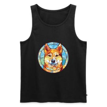 Jindo Dog Breed Colorful Watercolor Illustration - Men's Premium Organic Tank Top - black - Front - Michal (187cm)