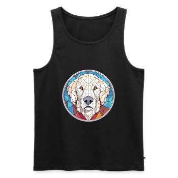Kuvasz chien race coloré aquarelle illustration - Débardeur bio Premium Homme - noir - Devant - Michal (187cm)