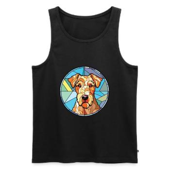 Lakeland Terrier chien race aquarelle Illustration - Débardeur bio Premium Homme - noir - Devant - Michal (187cm)