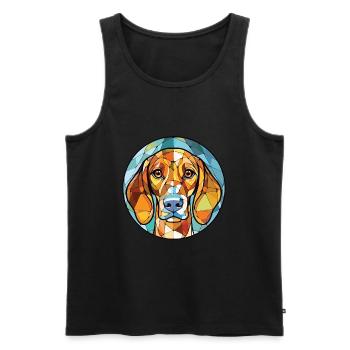 Leopard Hound Dog Breed Watercolor Illustration - Men's Premium Organic Tank Top - black - Front - Michal (187cm)