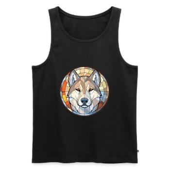 Illustration à l’aquarelle de race de chien inuit du Nord - Débardeur bio Premium Homme - noir - Devant - Michal (187cm)