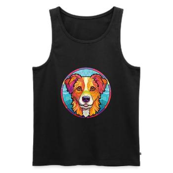 Kyi Leo Hunderasse Bunte Aquarell-Illustration - Männer Premium Bio Tank Top - Schwarz - Vorne - Michal (187cm)