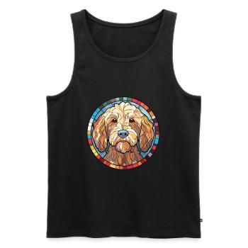 Labradoodle Dog Breed Watercolor Illustration - Men's Premium Organic Tank Top - black - Front - AI Model Male 178 light (178cm)
