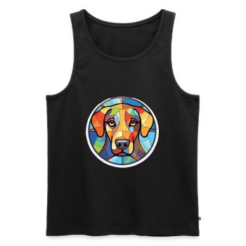 Nouvelle-Zélande Tête Chien Race Aquarelle Colorée - Débardeur bio Premium Homme - noir - Devant - Michal (187cm)