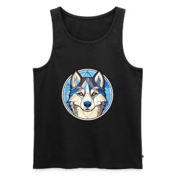 Siberian Husky Hunderasse Aquarell Illustration - Männer Premium Bio Tank Top - Schwarz - Vorne - Michal (187cm)