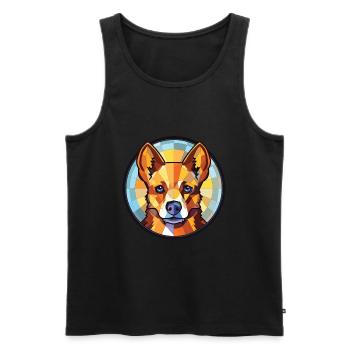 Lancashire Heeler Dog Breed Colorful Watercolor - Men's Premium Organic Tank Top - black - Front - AI Model Male 178 light (178cm)