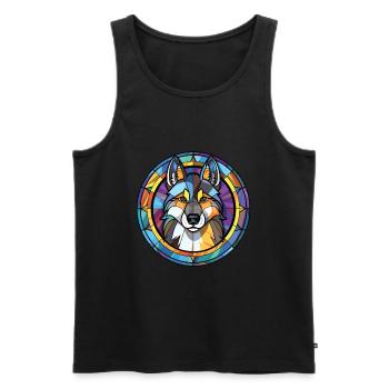Siberian Husky Hunderasse Aquarell Illustration - Männer Premium Bio Tank Top - Schwarz - Vorne - Michal (187cm)