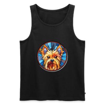 Silky Terrier chien race aquarelle Illustration - Débardeur bio Premium Homme - noir - Devant - Michal (187cm)