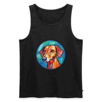 Sloughi Hunderasse bunte Aquarell-Illustration - Männer Premium Bio Tank Top - Schwarz - Vorne - AI Model Male 178 light (178cm)