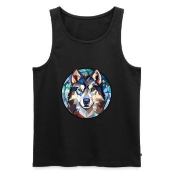 Siberian Husky Hunderasse Aquarell Illustration - Männer Premium Bio Tank Top - Schwarz - Vorne - Michal (187cm)