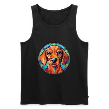 Slovensky Cuvac race chien aquarelle Illustration - Débardeur bio Premium Homme - noir - Devant - Michal (187cm)