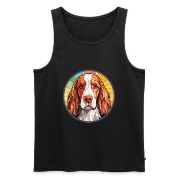 Welsh Springer Spaniel chien race verre aquarelle - Débardeur bio Premium Homme - noir - Devant - Michal (187cm)