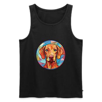 Vizsla race de chien coloré aquarelle Illustration - Débardeur bio Premium Homme - noir - Devant - Michal (187cm)