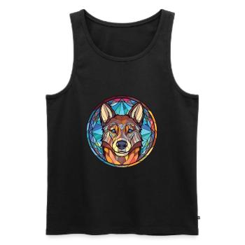 Tamaskan Dog Breed Watercolor Glass Illustration - Men's Premium Organic Tank Top - black - Front - Michal (187cm)