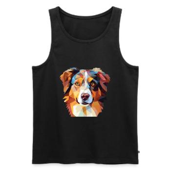 Berger Australien Assis Chien Race Aquarelle - Débardeur bio Premium Homme - noir - Devant - Michal (187cm)