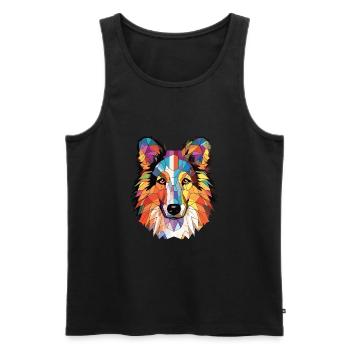 Sheltie Dog Breed Colorful Watercolor Illustration - Men's Premium Organic Tank Top - black - Front - Michal (187cm)