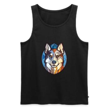 Husky Nur Hunderasse Aquarellglas Illustration - Männer Premium Bio Tank Top - Schwarz - Vorne - Michal (187cm)