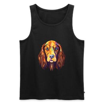 Russian Spaniel Dog Breed Watercolor Illustration - Men's Premium Organic Tank Top - black - Front - Michal (187cm)