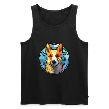 Jindo Dog Breed Colorful Watercolor Illustration - Men's Premium Organic Tank Top - black - Front - Michal (187cm)